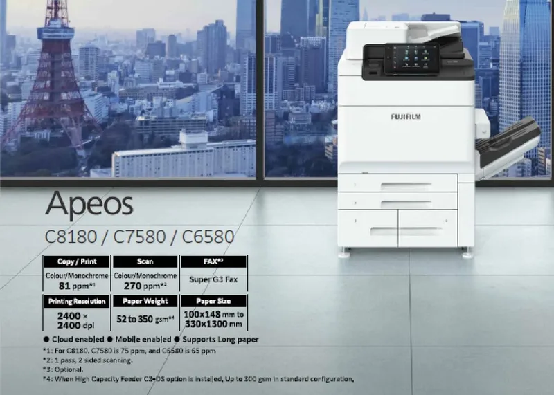 FUJIFILM Apeos C8180 / C7580 / C6580 Fujifilm Photocopy Machine Heavy Duty Colour Printer