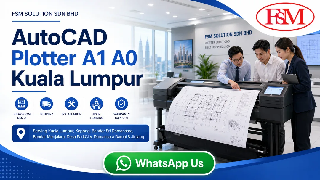 AutoCAD plotter A1 A0 Canon large format printer showroom in Bandar Sri Damansara Kuala Lumpur by FSM Solution Sdn Bhd for CAD drawing, architecture plan and engineering plan printing