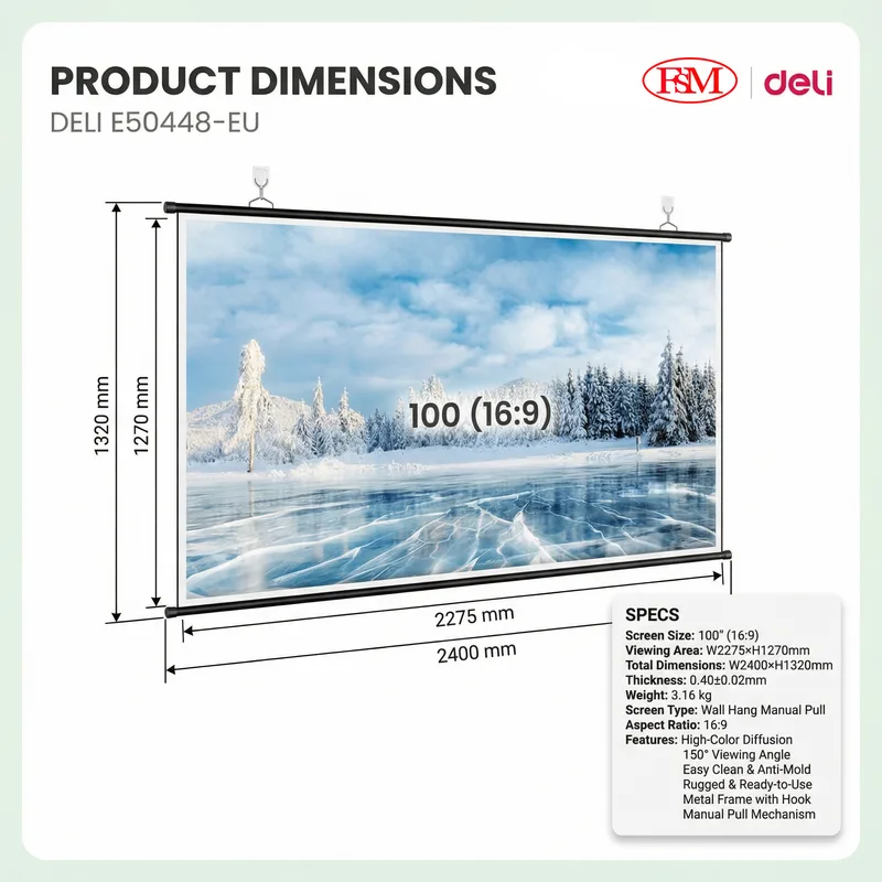 Deli E50448-EU Screen Projector Malaysia Office Use