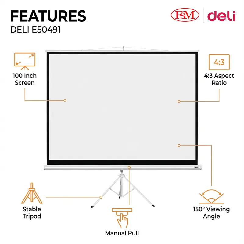 Deli E50491 Screen Projector Malaysia Office Use