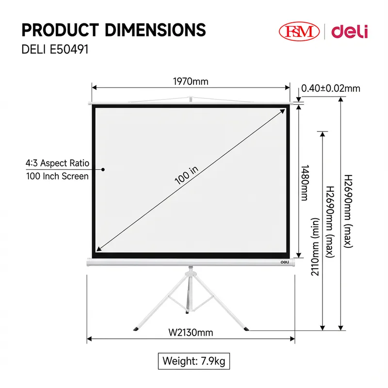 Deli E50491 Projector Screen KL