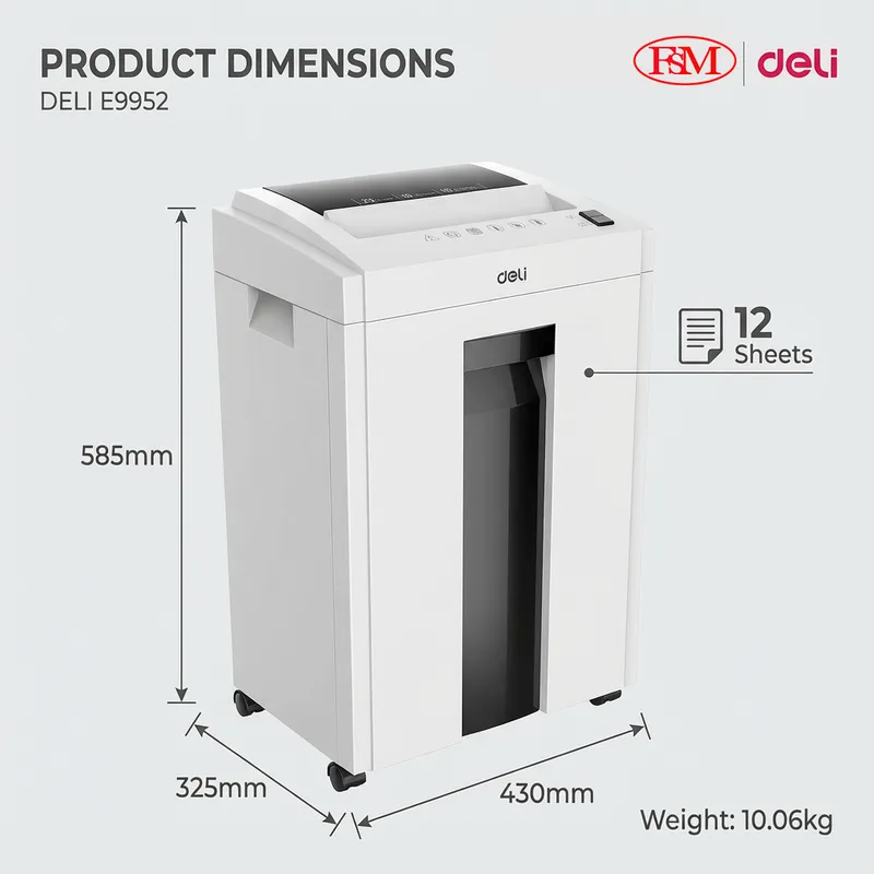 Deli E9952 office document shredder machine for SME and corporate departments