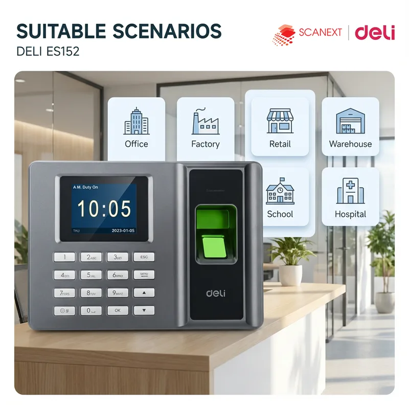 Deli ES152 biometric fingerprint attendance system Malaysia office solution