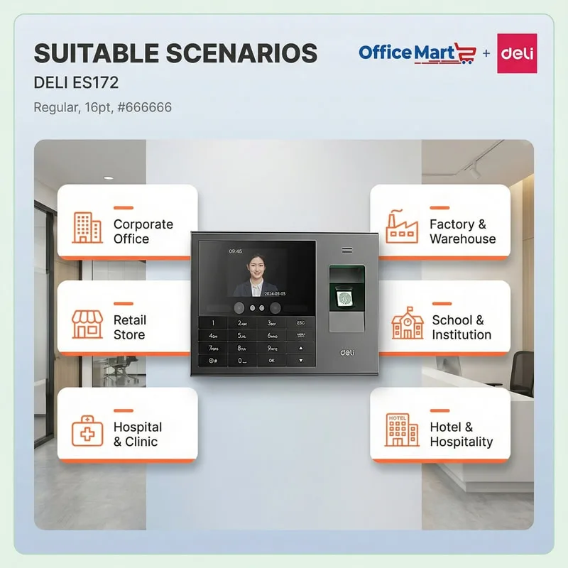 Deli ES172 face recognition and fingerprint attendance system for office Malaysia