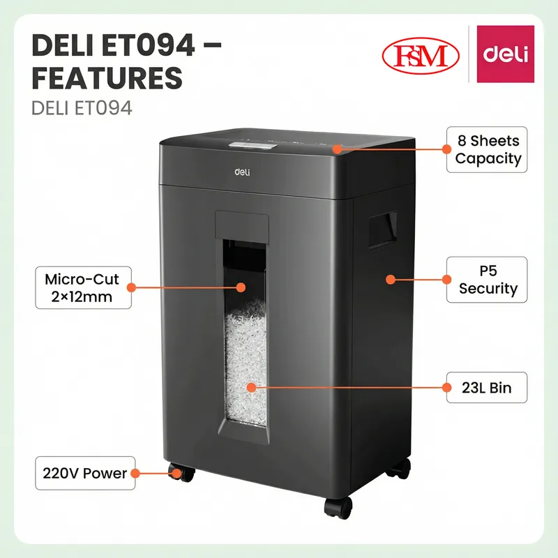 Deli ET094 office document shredder machine for SME and corporate departments