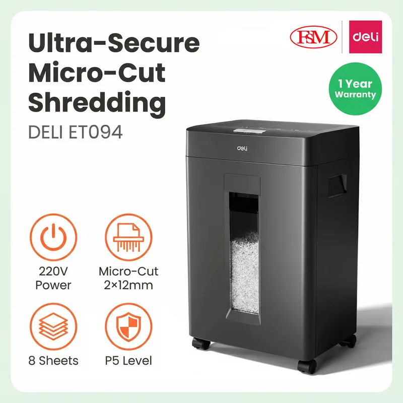 Deli ET094 paper shredder for office use in Malaysia secure document disposal