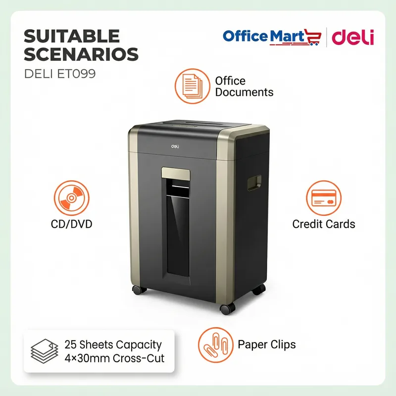 Deli ET099 Mesin Penghancur Kertas Heavy Duty