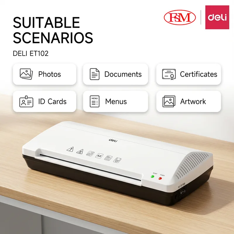 Deli ET102 laminator for school and SME document lamination in Malaysia