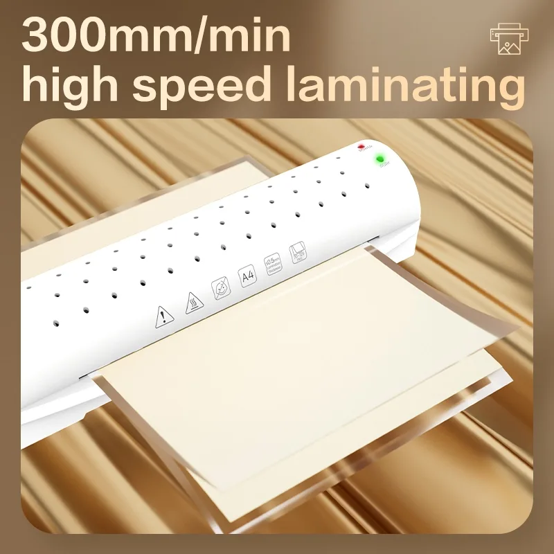Office admin laminating certificates with Deli ET106 laminating machine in Malaysia