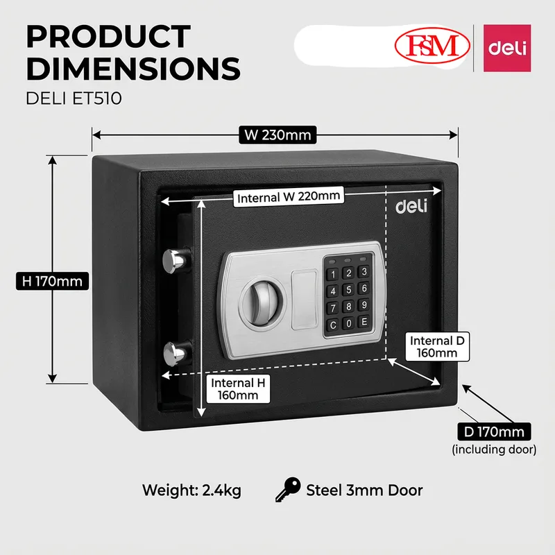 Deli ET510 Digital Safe Box Malaysia
