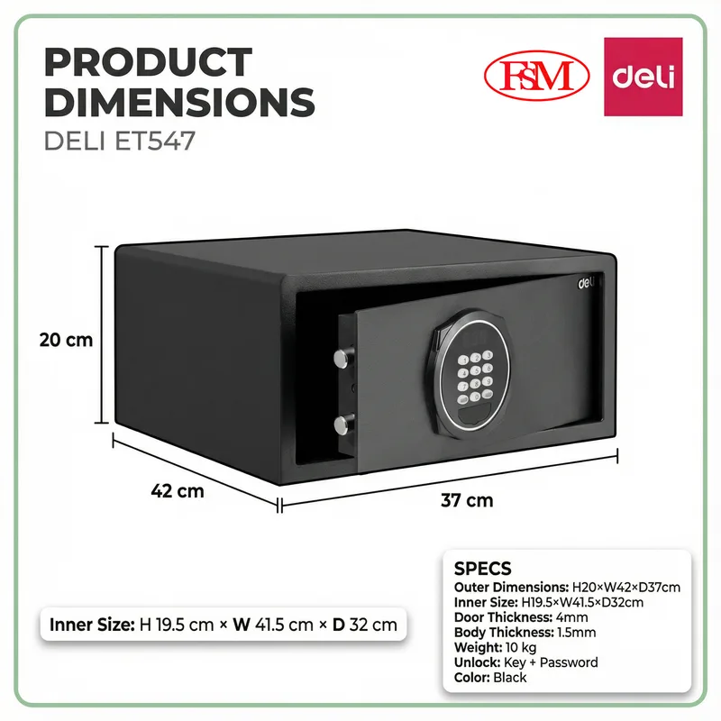 Deli ET547 Peti Besi Digital Pejabat