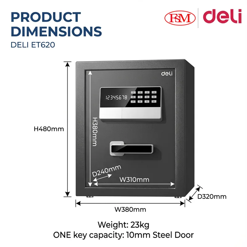 Deli ET620 Peti Besi Digital Pejabat