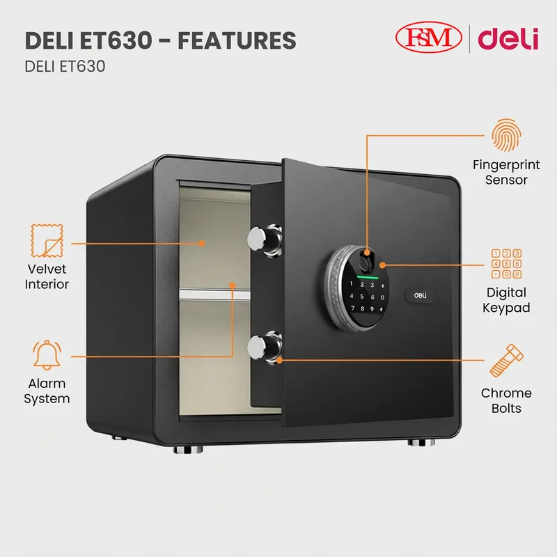 Deli ET630 Peti Besi Digital Pejabat