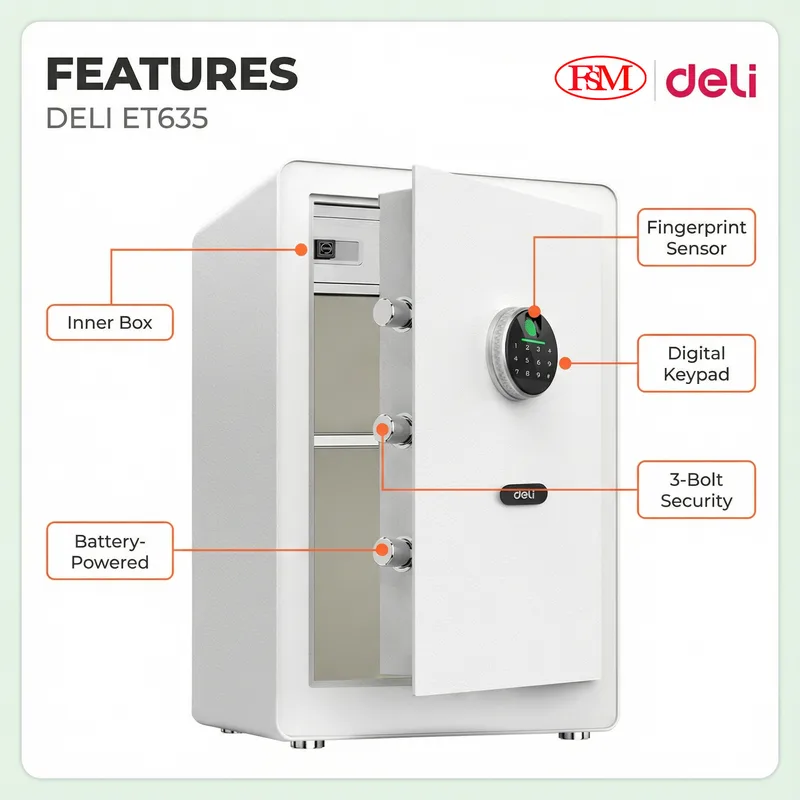 Deli ET635 Peti Besi Digital Pejabat