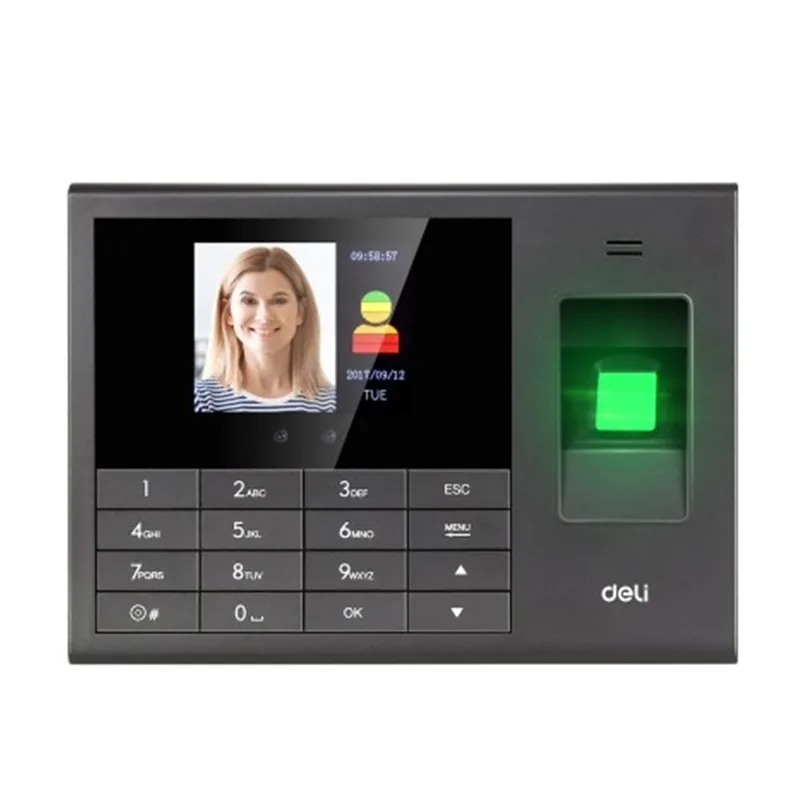 Deli E3765 face and fingerprint attendance machine installed at Malaysia office entrance