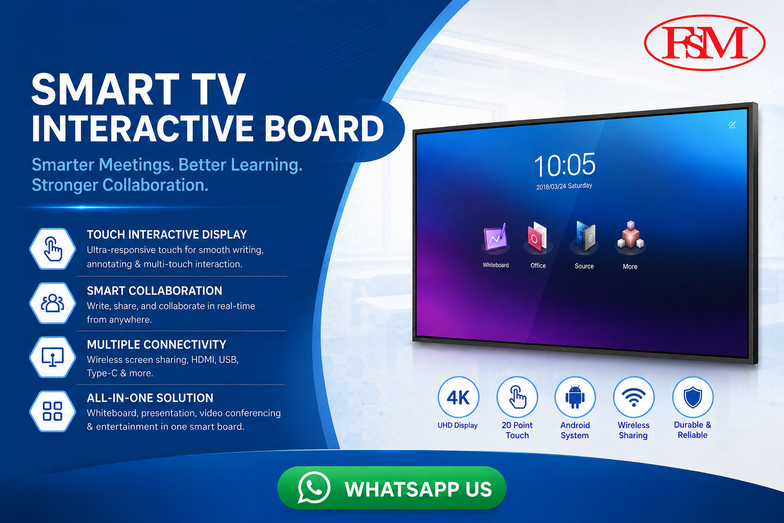 Horion 65M3AG2 65 inch Commercial Interactive Flat Panel Display by fsm solution Sdn Bhd