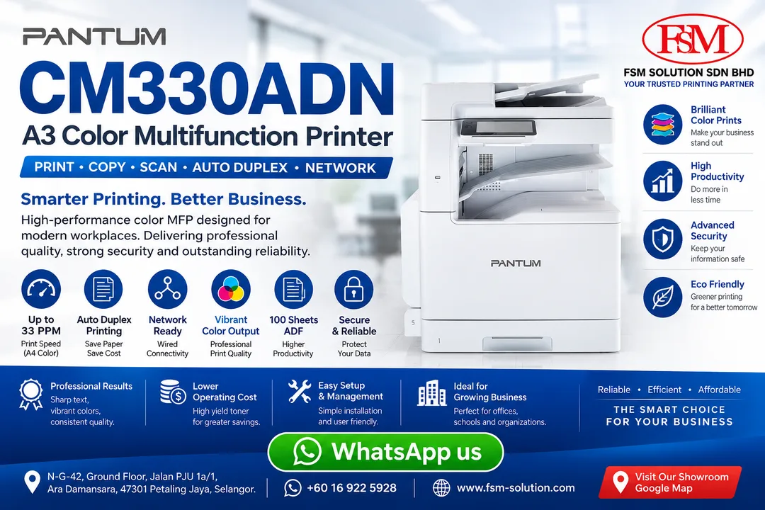 Pantum CM330ADN A3 Color Laser Multifunction Printer - Front Perspective View