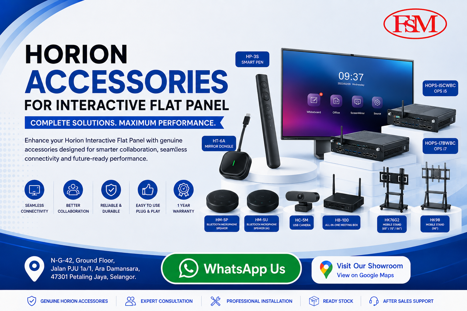 Horion Interactive Flat Panel Display Accessories Range by fsm solution Sdn Bhd