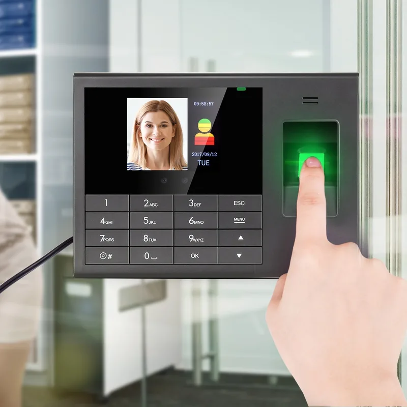 Deli E3765 face and fingerprint attendance machine installed at Malaysia office entrance