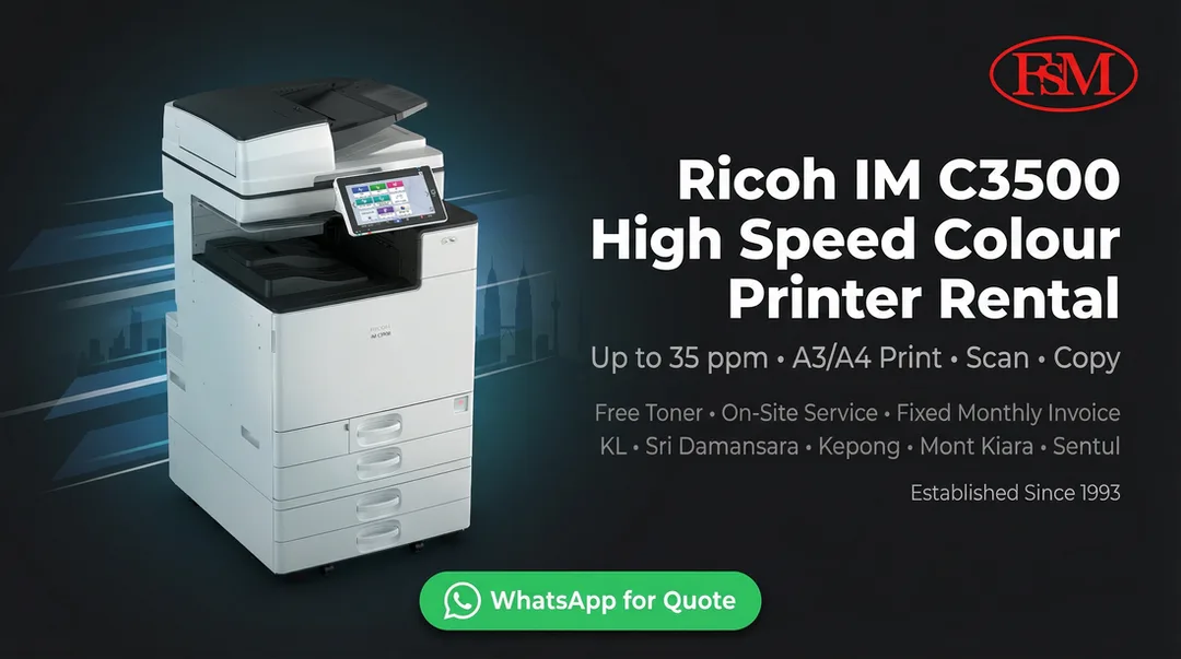 KL Rent Ricoh IMC3500 High Speed Colour Printer