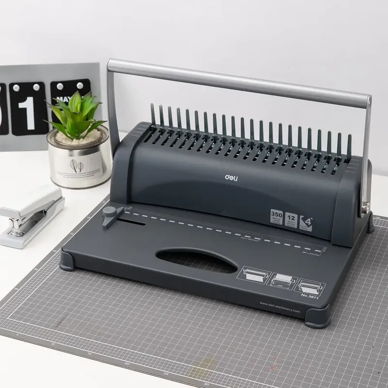 Malaysia SME using Deli E3871 binding machine for company proposals